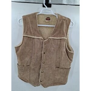 Miller 1970s Genuine Leather Suede Sherpa-Lined XL Vest.